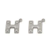 Stainless Steel Letter Pendant, Letter H, original color Approx 2mm 