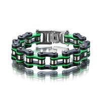 Titanium Steel Bracelet, titanium steel interlocking clasp, stoving varnish, fashion jewelry & for man, green Approx 8.7 Inch 