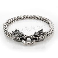 Titanium Steel Bracelet, Dragon, plated, fashion jewelry & punk style & for man Approx 8.9 Inch 