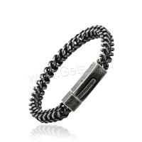 Titanium Steel Bracelet, plated, fashion jewelry & for man, metallic color plated Approx 8.7 Inch 