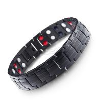 Titanium Steel Bracelet, with Gemstone, plated, with magnetic & for man Approx 8.5 Inch 