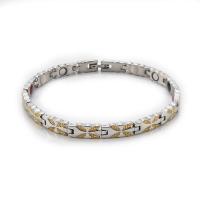 304 Stainless Steel Bracelet, with Gemstone, plated, with magnetic & for man Approx 8.7 Inch 