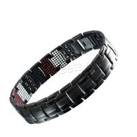 Titanium Steel Bracelet, with Gemstone, plated, with magnetic & for man Approx 8.5 Inch 