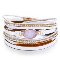 PU Leather Cord Bracelets, with Zinc Alloy, plated, fashion jewelry & Unisex & with rhinestone, 39.5cm Approx 15.55 Inch 