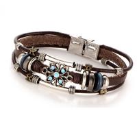 PU Leather Bracelet, with Resin & Zinc Alloy, fashion jewelry & for man, brown, 21.7cm Approx 8.54 Inch 