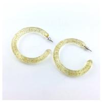 Resin Drop Earring, stainless steel post pin, Letter C, for woman 