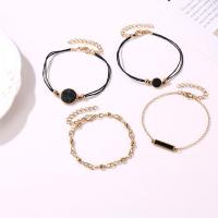 Zinc Alloy Bracelet Set, bracelet, with waxed cord & Synthetic Turquoise, plated, 4 pieces & for woman, 24cm,23.5cm 