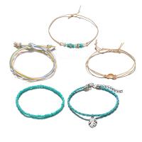 Zinc Alloy Bracelet Set, with waxed cord, with 5cm extender chain, plated, 5 pieces & fashion jewelry & for woman, 20+5cm,18+5cm,20+5cm,20+5cm,6cm 