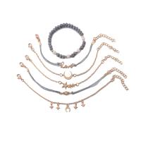Zinc Alloy Bracelet Set, bracelet, with 5cm extender chain, plated, 6 pieces & fashion jewelry & for woman, 19cm,19cm,18cm,16.5cm 