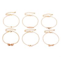 Zinc Alloy Bracelet Set, bracelet, with 6cm extender chain, gold color plated, 6 pieces & for woman, 24.2cm,24.8cm,23.5cm,23.5cm,24cm,25cm 