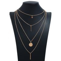 Zinc Alloy Necklace, gold color plated, Adjustable & multilayer & for woman, 13mm,20mm,26mm Approx 26 Inch 
