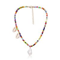 Seedbead Ожерелье, с Ракушка & Пластиковая жемчужина, Регулируемый & ювелирные изделия моды & Женский, разноцветный, 27mm, длина:16 дюймовый, продается Strand