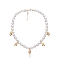 Plastic Pearl Necklace, with Zinc Alloy & Acrylic, gold color plated, Adjustable & fashion jewelry & for woman 400mm,410mm 