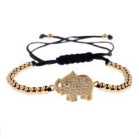 Cubic Zirconia Zinc Alloy Bracelet, with Cubic Zirconia & Brass, Elephant, plated, Adjustable & for woman 250mm 