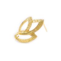 Латунный гвоздик для сережки, Латунь, Листок, плакирован золотом, DIY & с обручом продается Пара