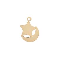Brass Jewelry Pendants, Moon and Star, gold color plated, DIY 