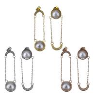 Edelstahl asymmetrische Ohrringe, mit Kunststoff Perlen, plattiert, Modeschmuck & Micro pave Zirkonia & für Frau, keine, 12.5x13.5mm,52.5mm,13x9mm,48mm, verkauft von Paar