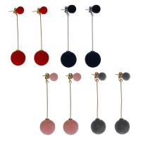 Stainless Steel Drop Earring, with Plush, plated, fashion jewelry & for woman 67mm 