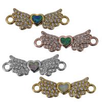 Cubic Zirconia Micro Pave Brass Connector, with Opal, Winged Heart, plated, micro pave cubic zirconia & 1/1 loop Approx 1.5mm 