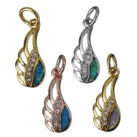 Cubic Zirconia Micro Pave Brass Pendant, with Opal, Wing Shape, plated, micro pave cubic zirconia Approx 4mm 
