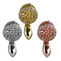 Brass Pinch Bail, plated, micro pave cubic zirconia 15.5mm,0.75mm 