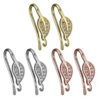 Brass Hook Earwire, plated, with loop & micro pave cubic zirconia 1mm Approx 1.5mm 