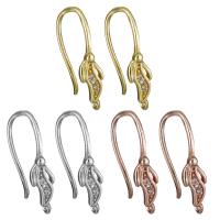 Brass Hook Earwire, plated, with loop & micro pave cubic zirconia 1mm Approx 1.5mm 