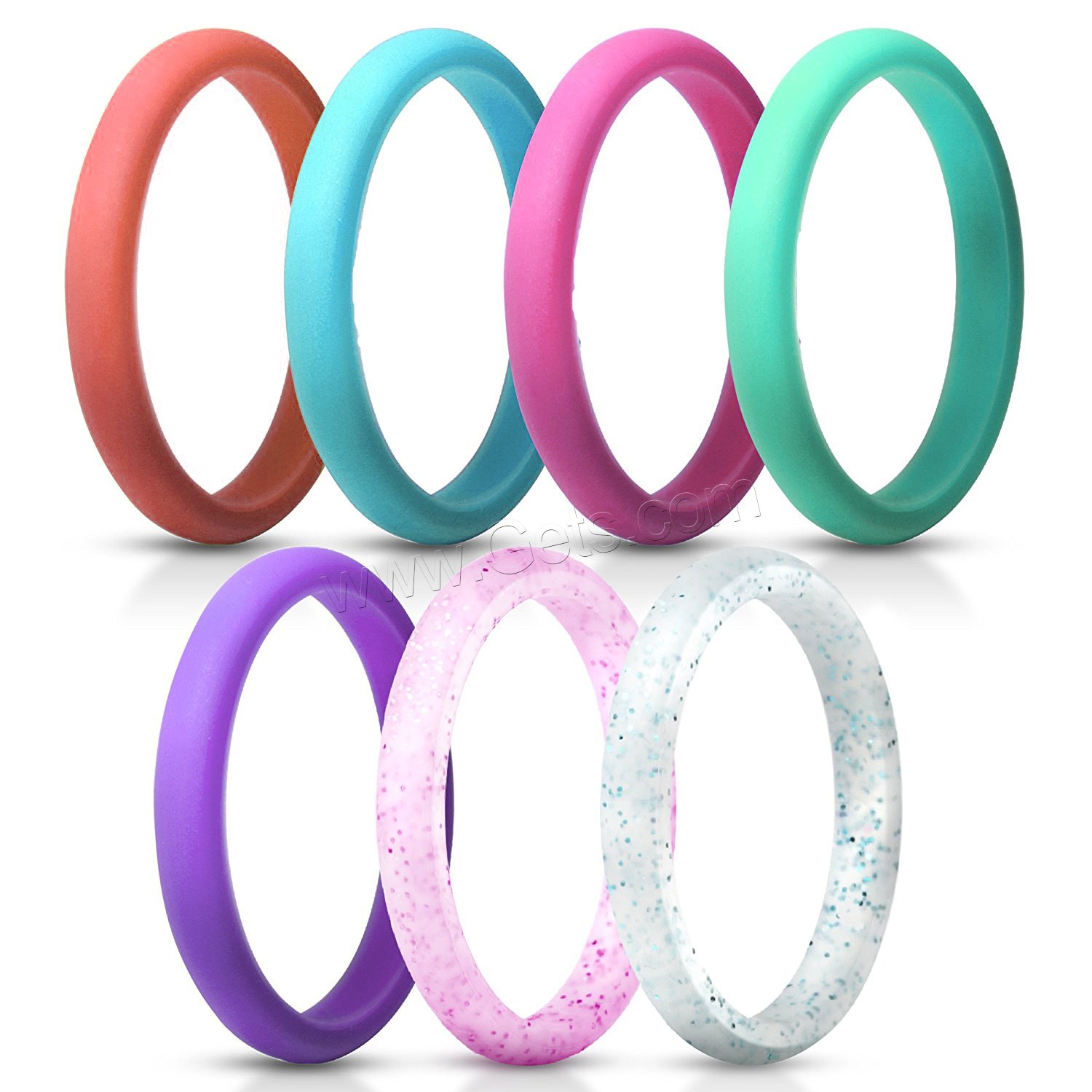 Silicone Finger Ring, 7 pieces & different size for choice & for woman, more colors for choice, 2.7*2mm, Sold By Set