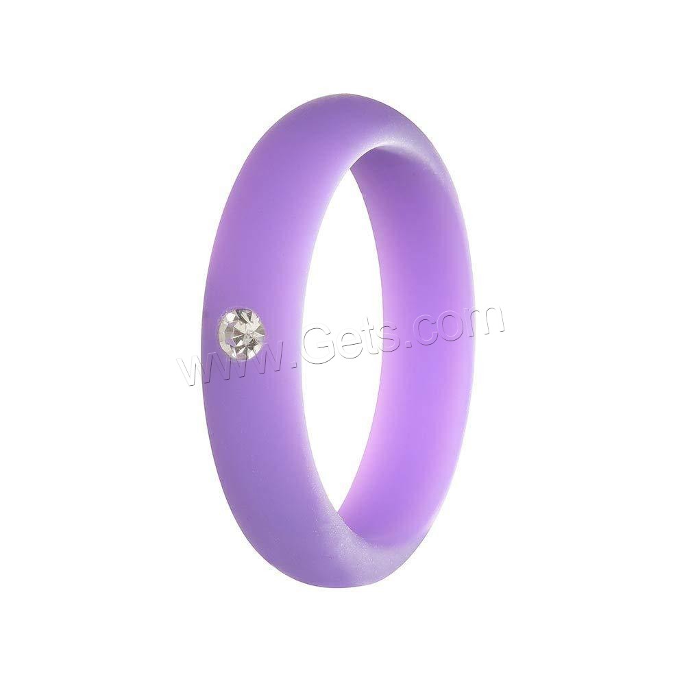 Silicone Finger Ring, 6 pieces & different size for choice & for woman & with rhinestone, more colors for choice, 5*2.5mm, Sold By Set