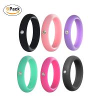 Silicone Finger Ring, 6 pieces & for woman & with rhinestone 5*2.5mm 
