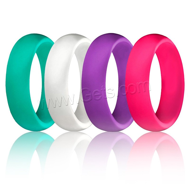 Silicone Finger Ring, 4 pieces & different size for choice & for woman, more colors for choice, 5.7*2mm, Sold By Set