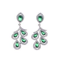 Cubic Zirconia Micro Pave Brass Earring, platinum color plated, micro pave cubic zirconia & for woman 13*35mm 