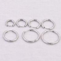 Stainless Steel Huggie Hoop Earring, Donut, platinum color plated & for woman 