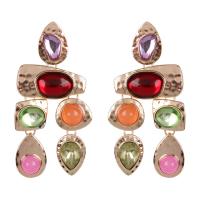 Zinc Alloy Rhinestone Drop Earring, with Resin, gold color plated, for woman & with rhinestone 