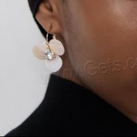 Boucle d'oreille goutte strass, Paillettes, avec strass, Placage, bijoux de mode & pour femme, blanc Vendu par paire