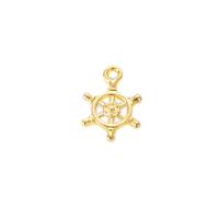 Brass Jewelry Pendants, Ship Wheel, gold color plated, DIY 