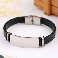 Silicone Stainless Steel Bracelets, with Stainless Steel, polished, Adjustable & fashion jewelry & Unisex, 10mm Approx 8.46 Inch 