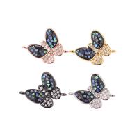 Animal Brass Pendants, Butterfly, plated, can be used as pendant or connector & micro pave cubic zirconia & enamel 