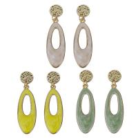 Brass Drop Earring, with rubber earnut, gold color plated, fashion jewelry & for woman & enamel 48.5mm 