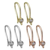 Brass Hook Earwire, plated, with loop & micro pave cubic zirconia Approx 1.5mm 