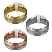 Нержавеющая сталь Rhinestone палец кольцо, нержавеющая сталь, Другое покрытие, Мужская & разный размер для выбора & со стразами, Много цветов для выбора, 8mm, продается PC