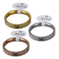 Нержавеющая сталь Rhinestone палец кольцо, нержавеющая сталь, Другое покрытие, Мужская & разный размер для выбора & со стразами, Много цветов для выбора, 4mm, продается PC