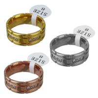Нержавеющая сталь Rhinestone палец кольцо, нержавеющая сталь, Другое покрытие, Мужская & разный размер для выбора & со стразами, Много цветов для выбора, 8mm, продается PC