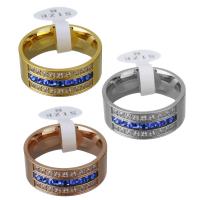 Rhinestone Stainless Steel Finger Ring, plated, Unisex & with rhinestone 8.5mm 