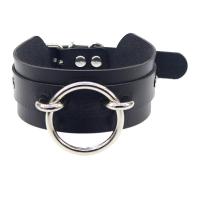 PU Leather Collar, stainless steel clasp, Letter O, high quality plated, Adjustable & for woman, 400mm 
