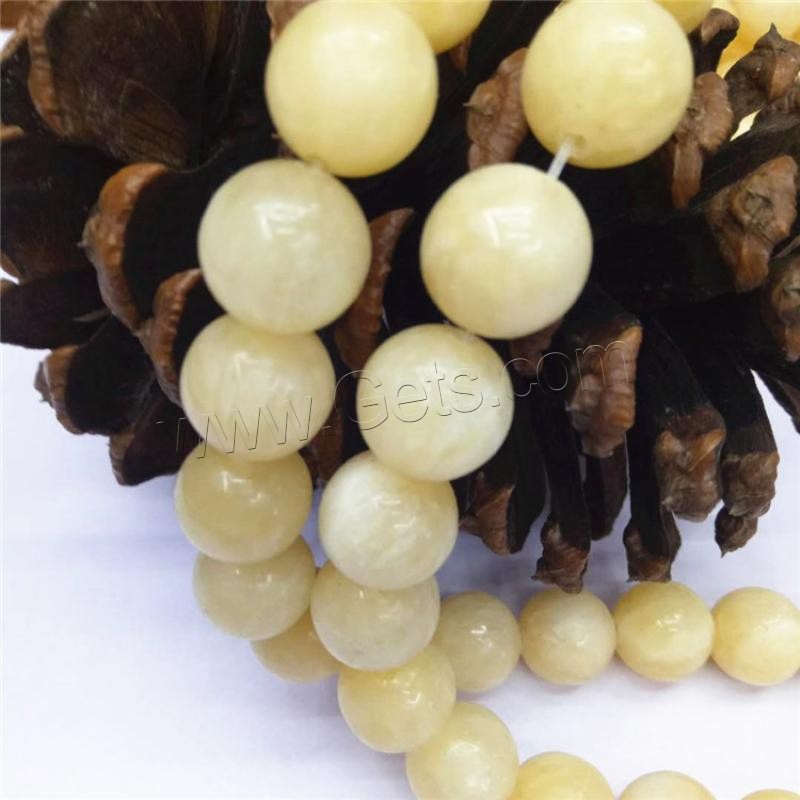 Jade Yellow Bead, Round, different size for choice, light yellow, Hole:Approx 1mm, Sold By Strand