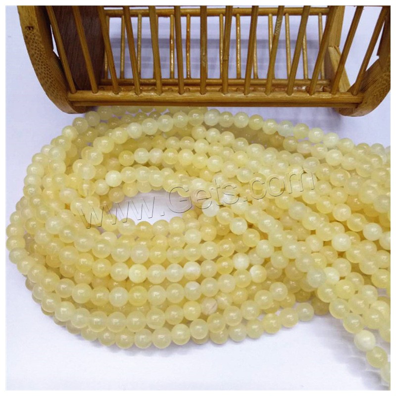 Jade Yellow Bead, Round, different size for choice, light yellow, Hole:Approx 1mm, Sold By Strand