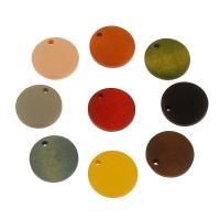 Крашеные деревянные Кулоны, деревянный, Плоская круглая форма, Много цветов для выбора, 14.5*3.8mm, отверстие:Приблизительно 1.7mm, продается PC