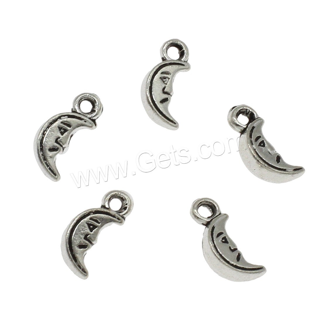 Bijoux pendentifs en Zinc alliage , alliage de zinc, lune, Placage, plus de couleurs à choisir, 6x13x3mm, Trou:Environ 1.5mm, Environ 1250PC/kg, Vendu par kg