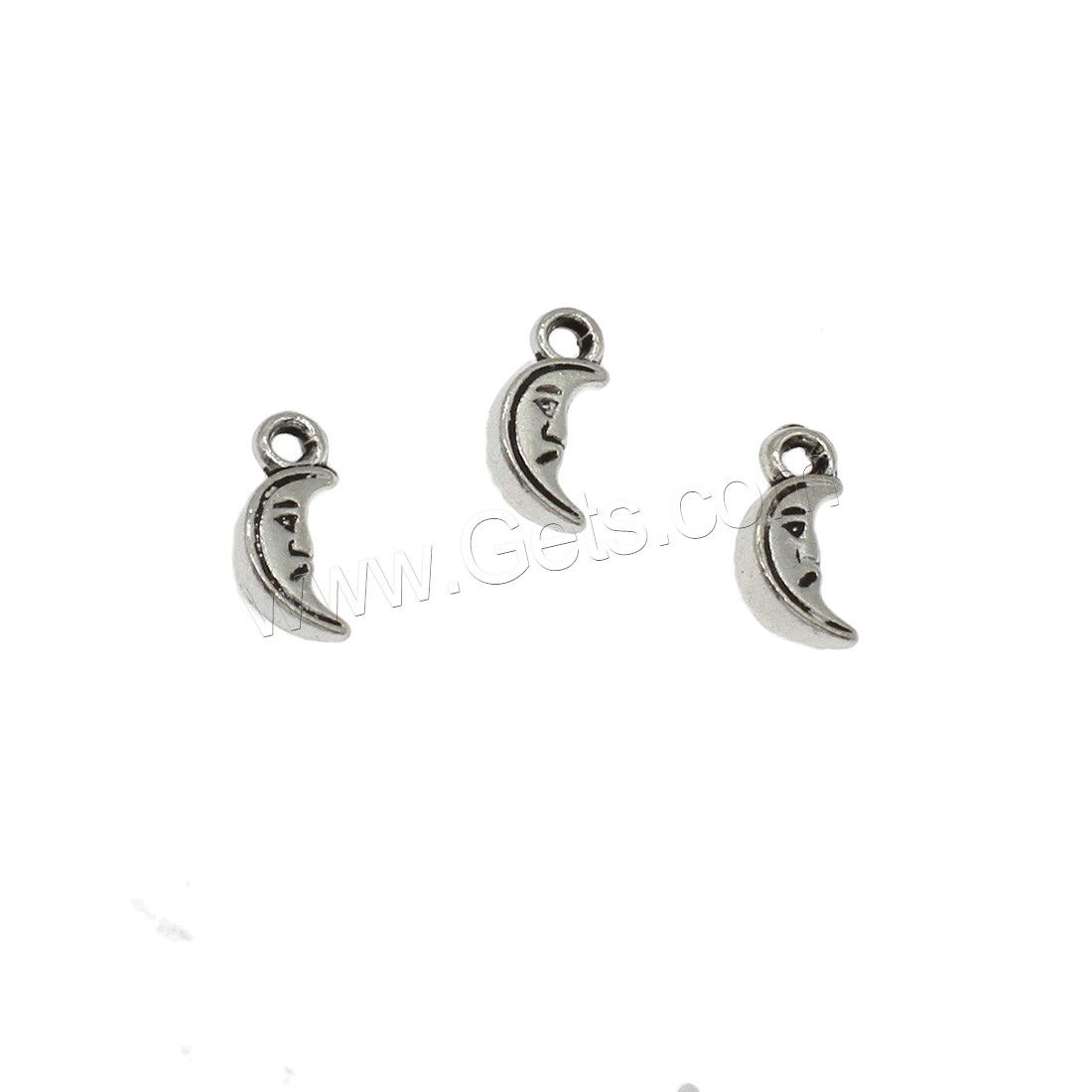 Bijoux pendentifs en Zinc alliage , alliage de zinc, lune, Placage, plus de couleurs à choisir, 6x13x3mm, Trou:Environ 1.5mm, Environ 1250PC/kg, Vendu par kg